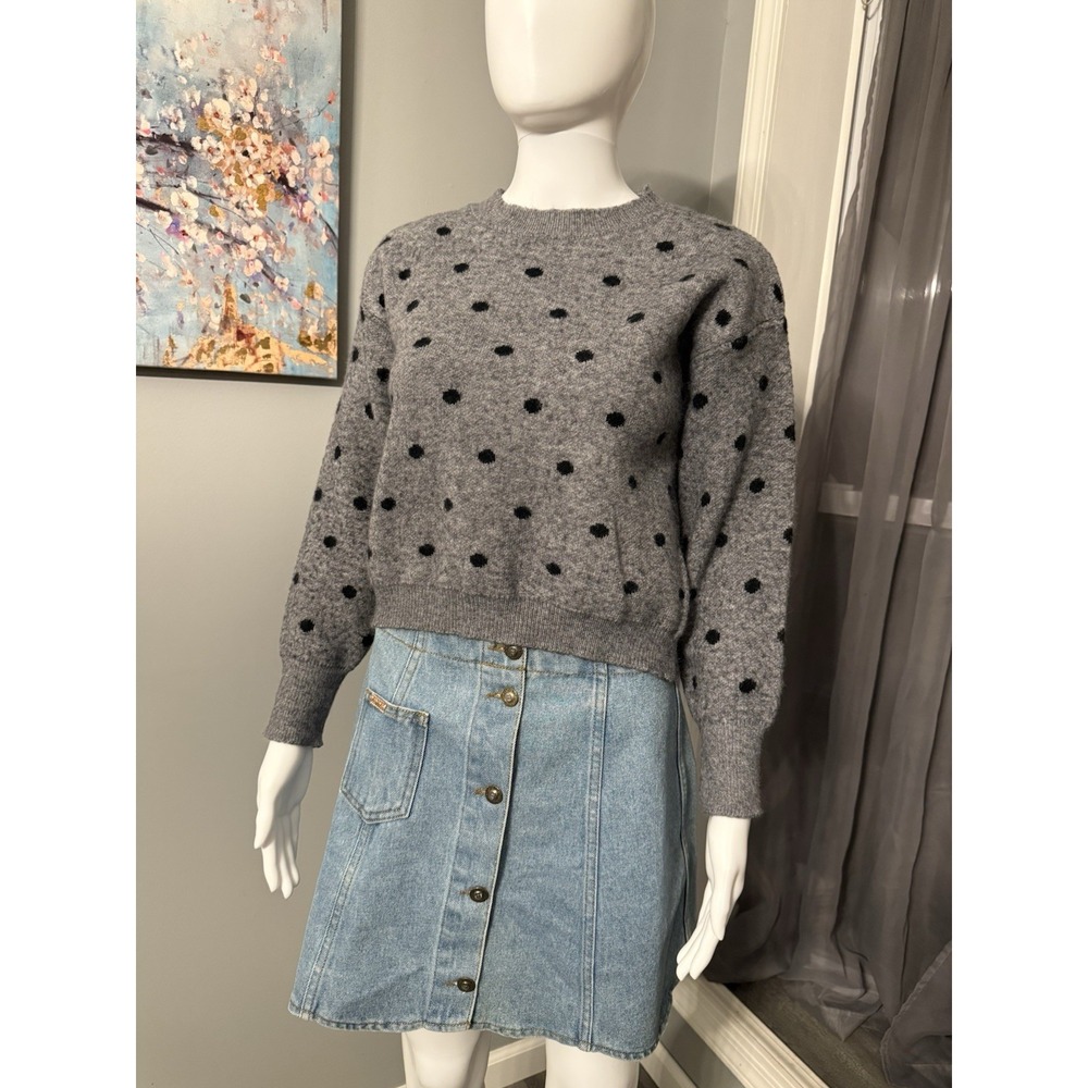 Sweater M‎ Black Dot on Gray Cropped Top Punk Rock Retro Boho Chic Unbranded EUC